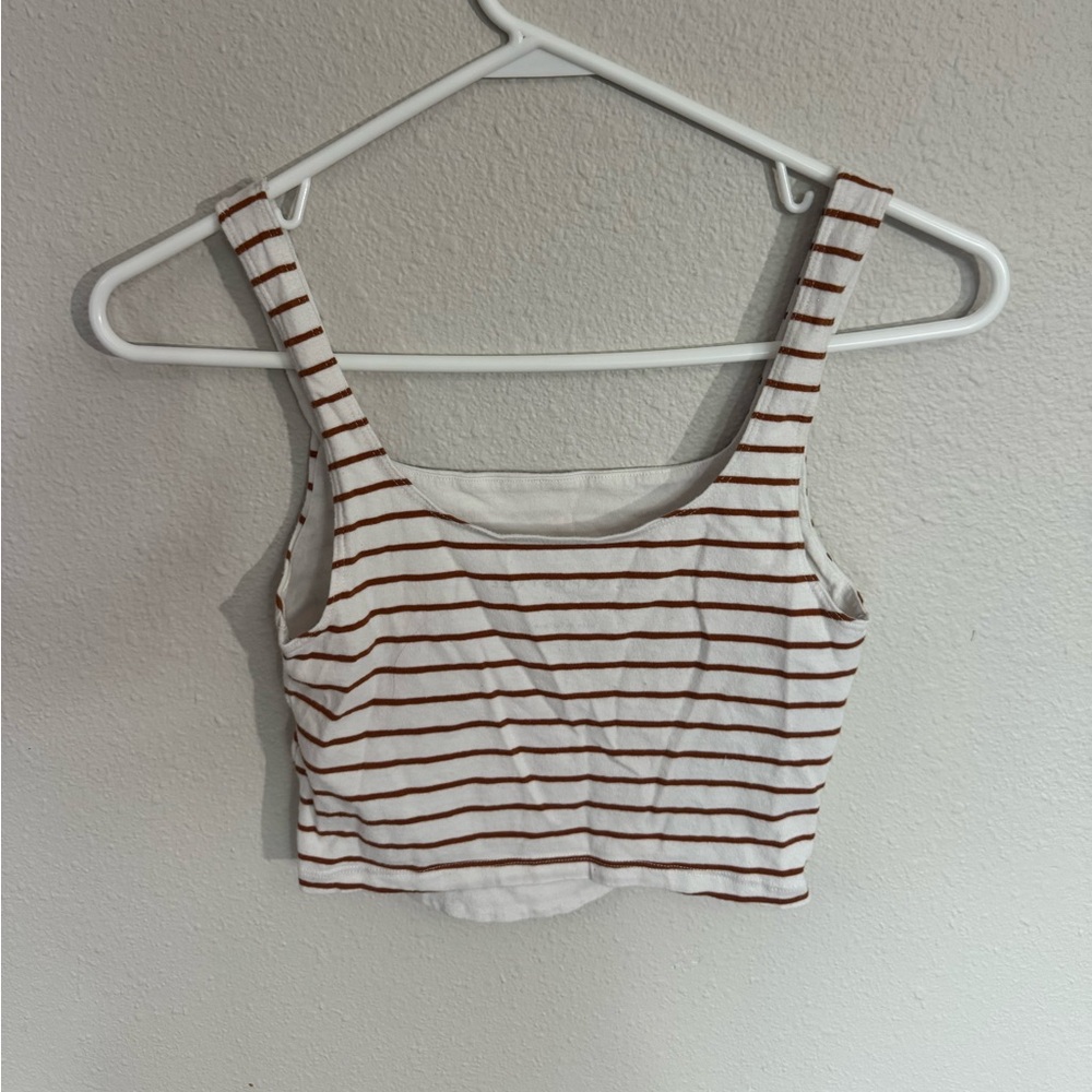 Aeropostale White and Orange Striped Top